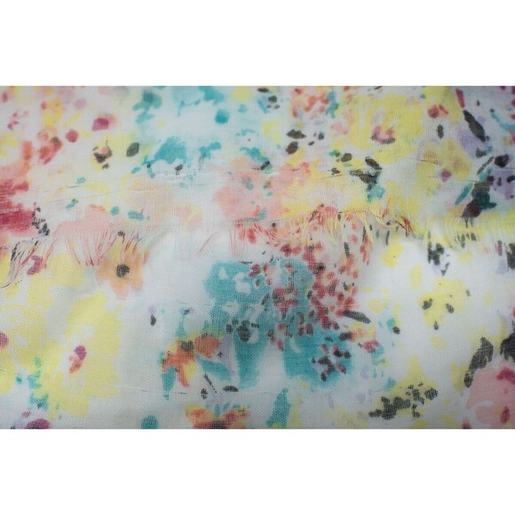 Lightweight raw hem floral abstract watercolor scarf - Picture 3 of 6